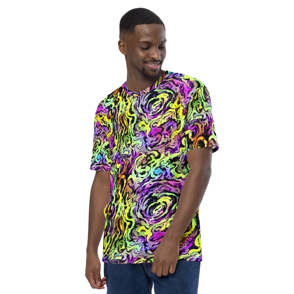 Neon Inkblot on Men's Crew Neck T-Shirt — Left