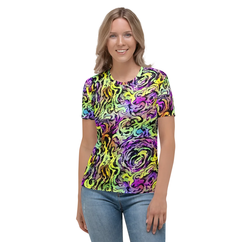 Neon Inkblot on Women's Crew Neck T-Shirt — Front