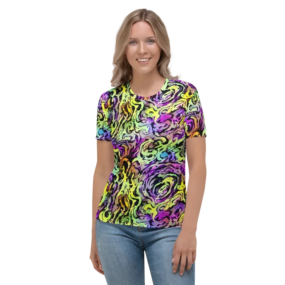 Neon Inkblot on Women's Crew Neck T-Shirt — Front