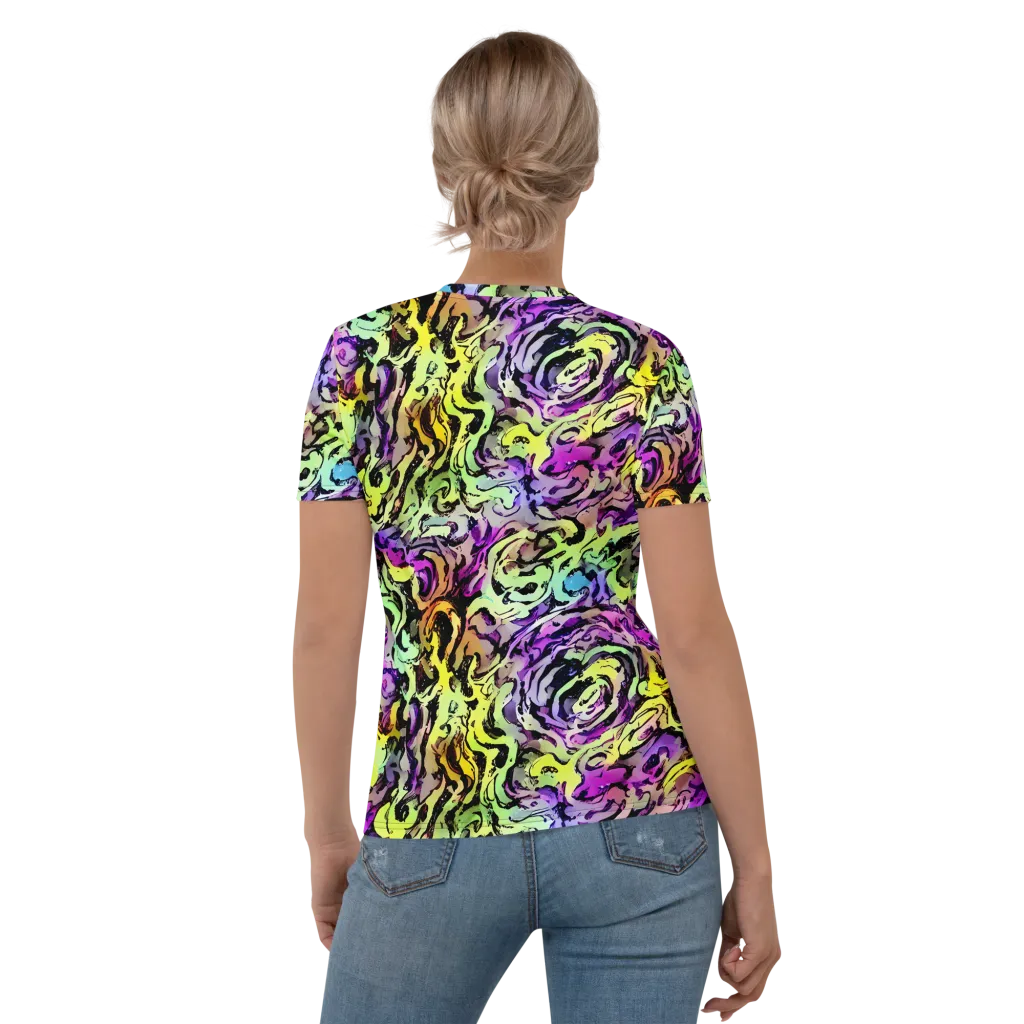 Neon Inkblot on Women's Crew Neck T-Shirt — Back
