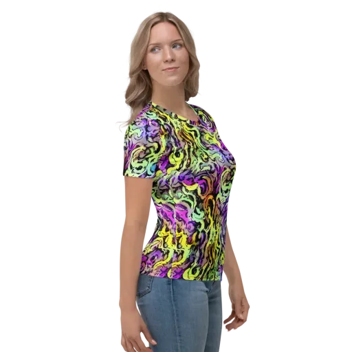 Neon Inkblot on a Women's Crew Neck T-Shirt