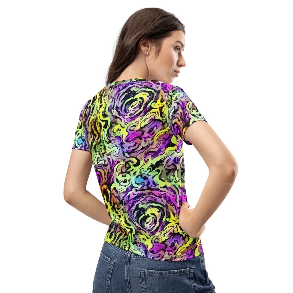 Neon Inkblot on Women's Crew Neck T-Shirt — Back