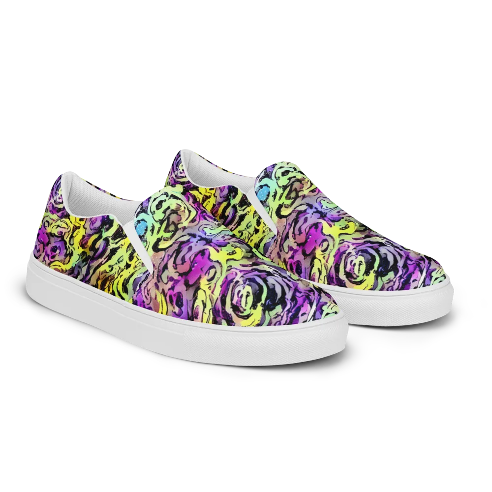 Neon Inkblot on Men's Slip-On Canvas Shoes — Right Front