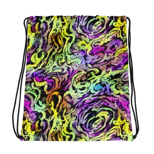Neon Inkblot on a Drawstring Bag