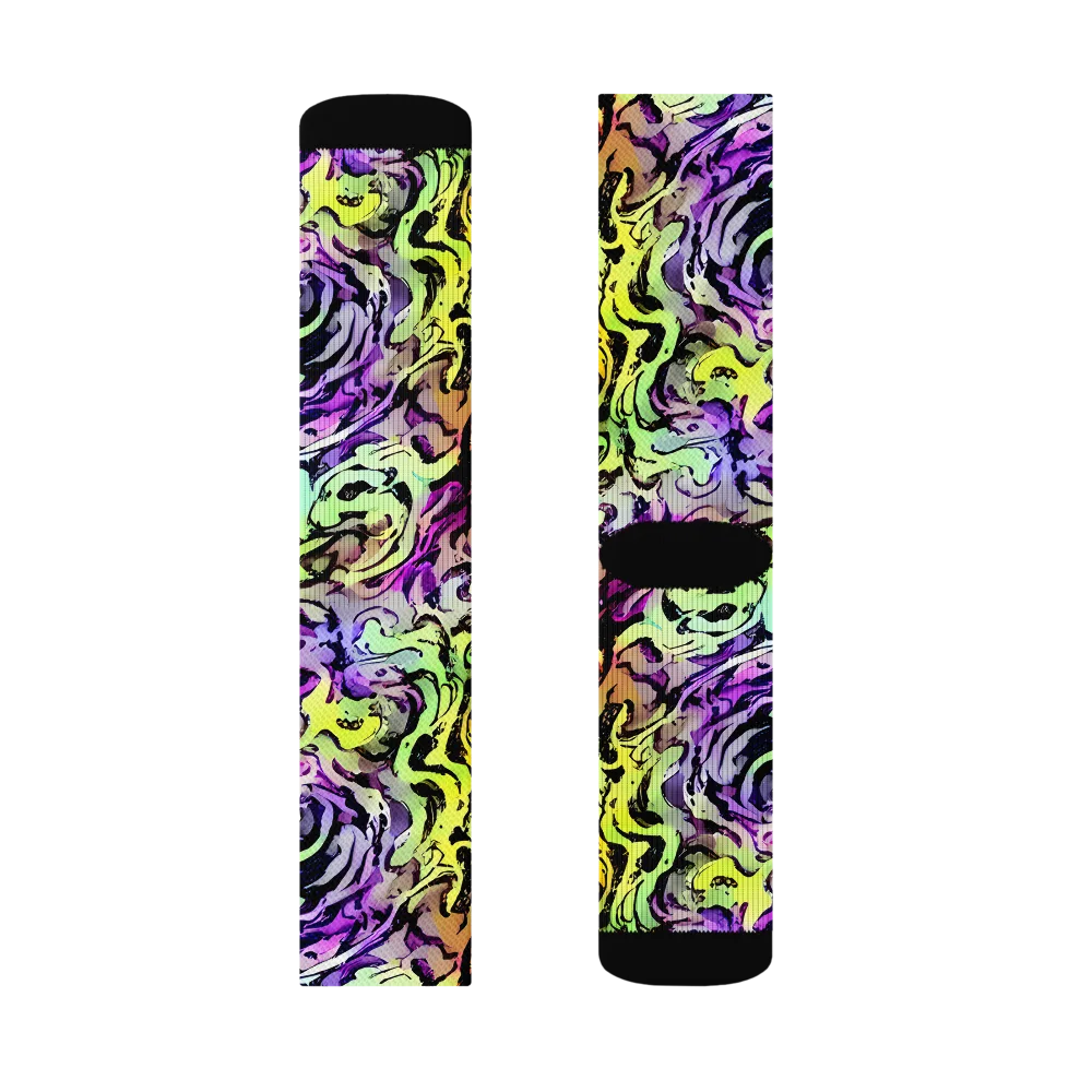 Neon Inkblot on Socks — Left Sock