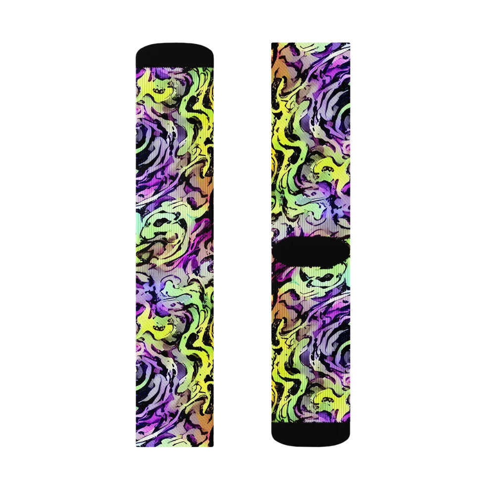 Neon Inkblot on Socks — Right Sock