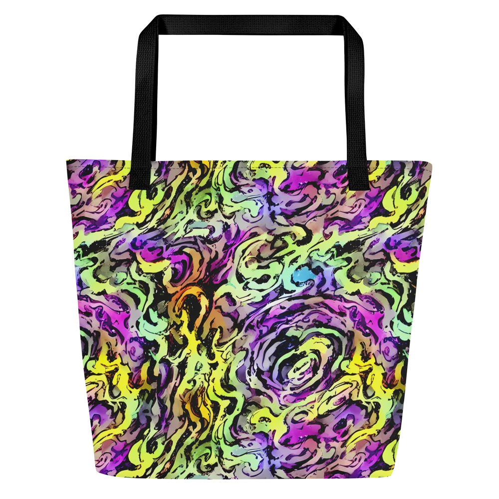 Neon Inkblot on Large Tote Bag W/ Pocket — Front