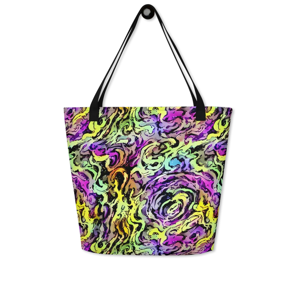 Neon Inkblot on Large Tote Bag W/ Pocket — Front