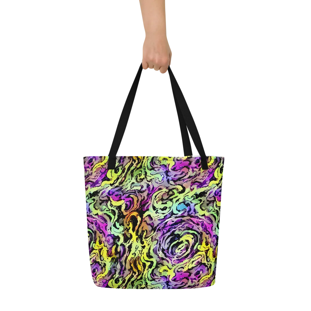 Neon Inkblot on Large Tote Bag W/ Pocket — Front