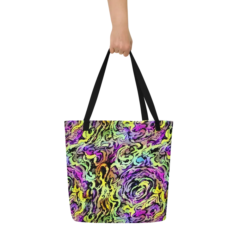 Neon Inkblot on Large Tote Bag W/ Pocket — Front