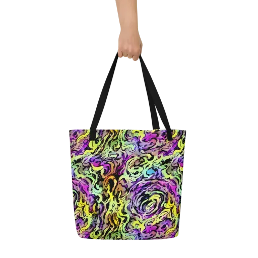 Neon Inkblot on a Large Tote Bag W/ Pocket