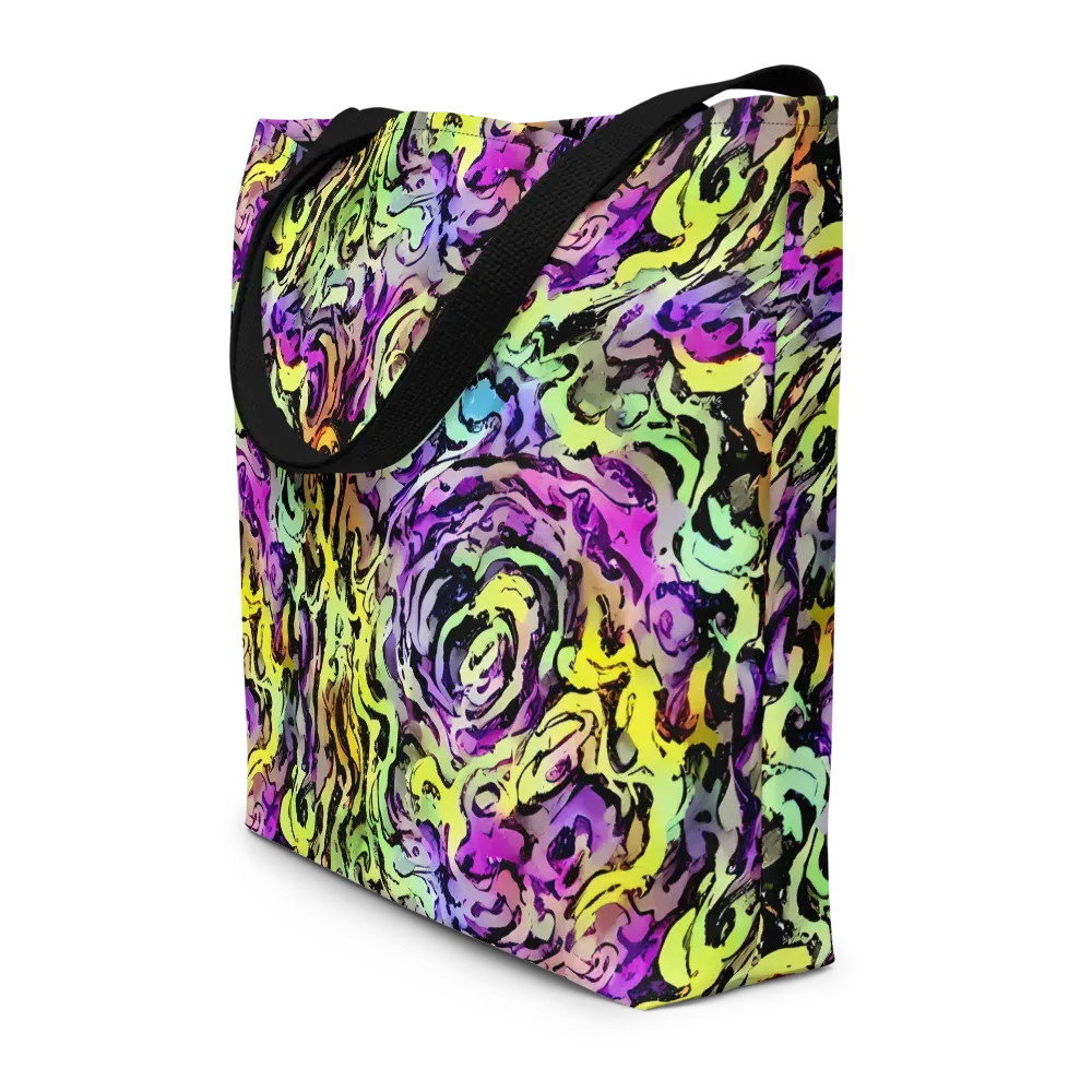 Neon Inkblot on Large Tote Bag W/ Pocket — Front