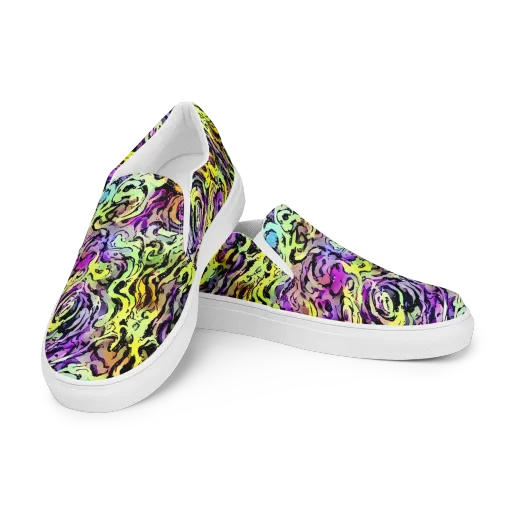 Neon Inkblot on a Women's Slip-On Canvas Shoes