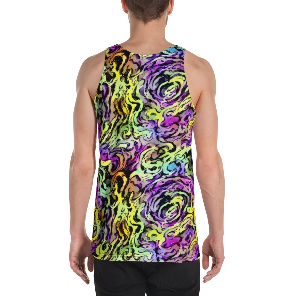 Neon Inkblot on Men's Tank Top — Back