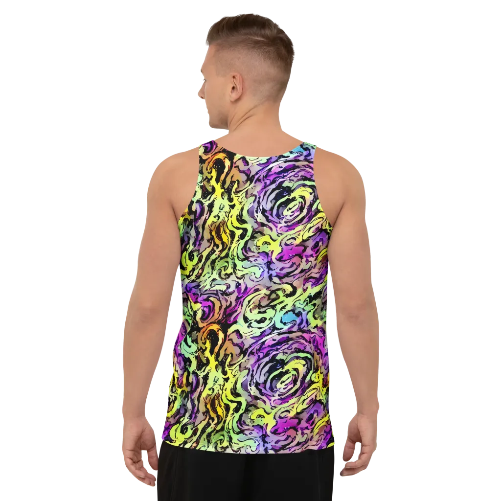 Neon Inkblot on Men's Tank Top — Back