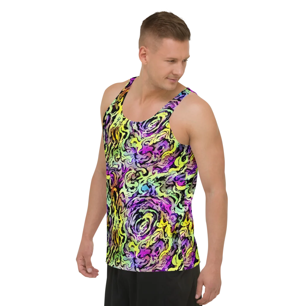 Neon Inkblot on Men's Tank Top — Left Front