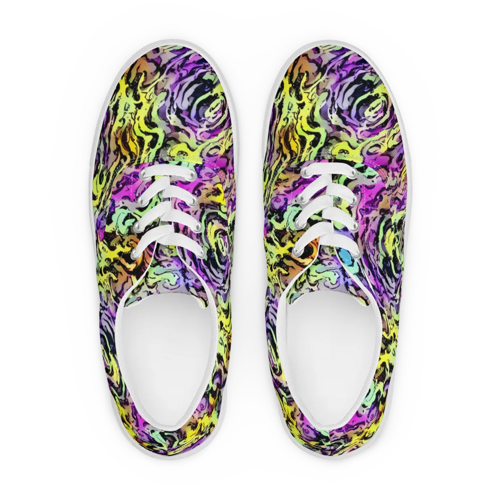 Neon Inkblot on Men's Lace-Up Canvas Shoes — Front