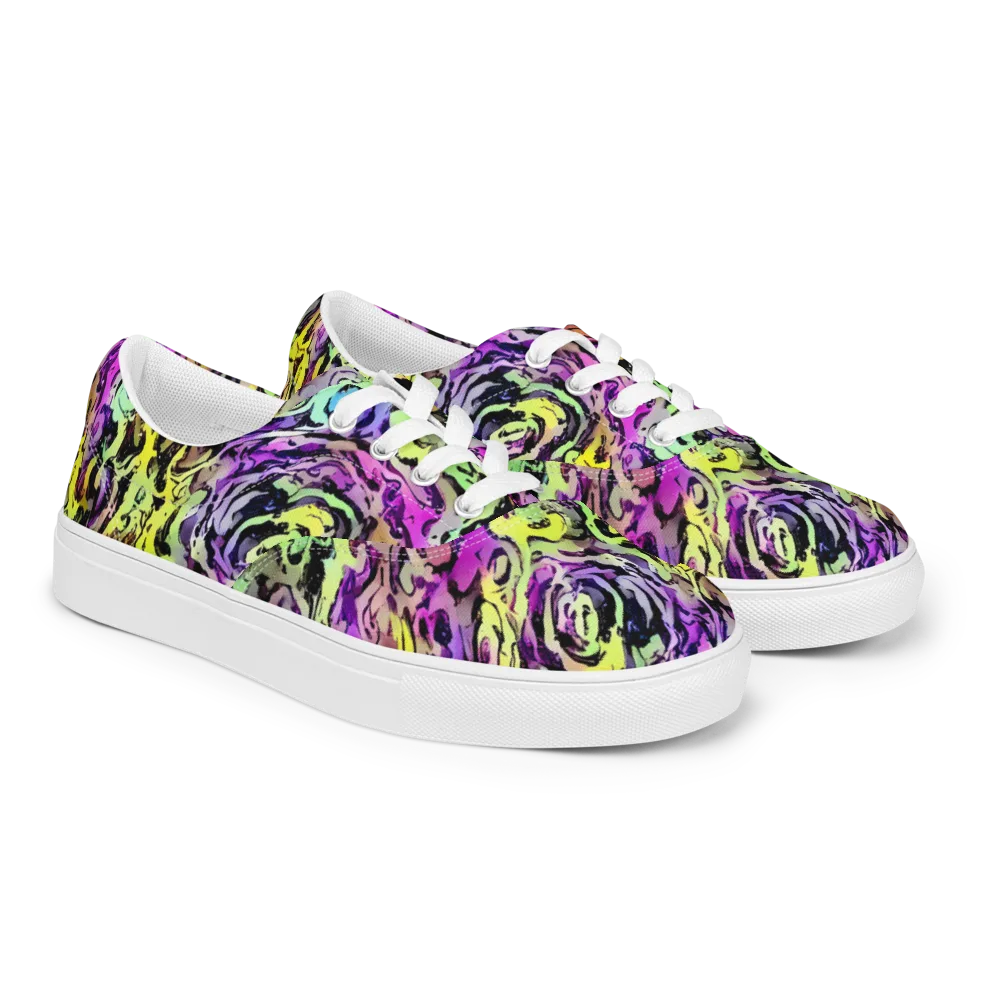 Neon Inkblot on Men's Lace-Up Canvas Shoes — Right Front