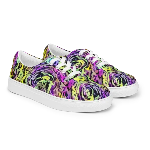 Neon Inkblot on a Men's Lace-Up Canvas Shoes
