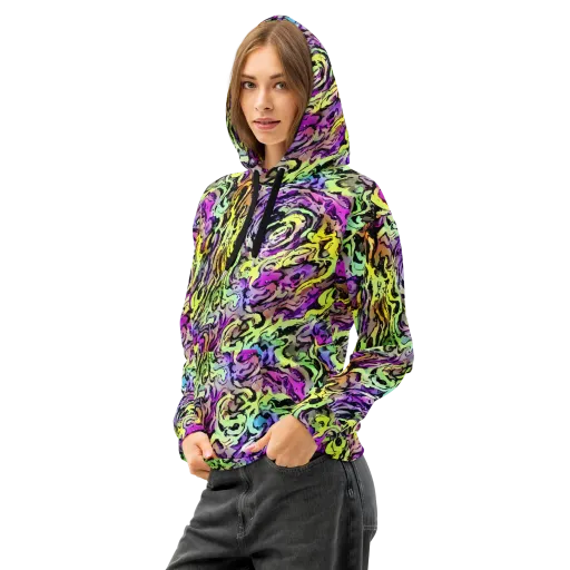 Neon Inkblot on a Cotton Hoodie