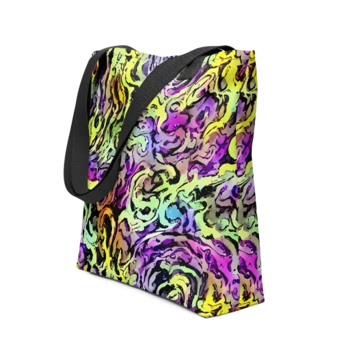 Neon Inkblot on a Tote Bag