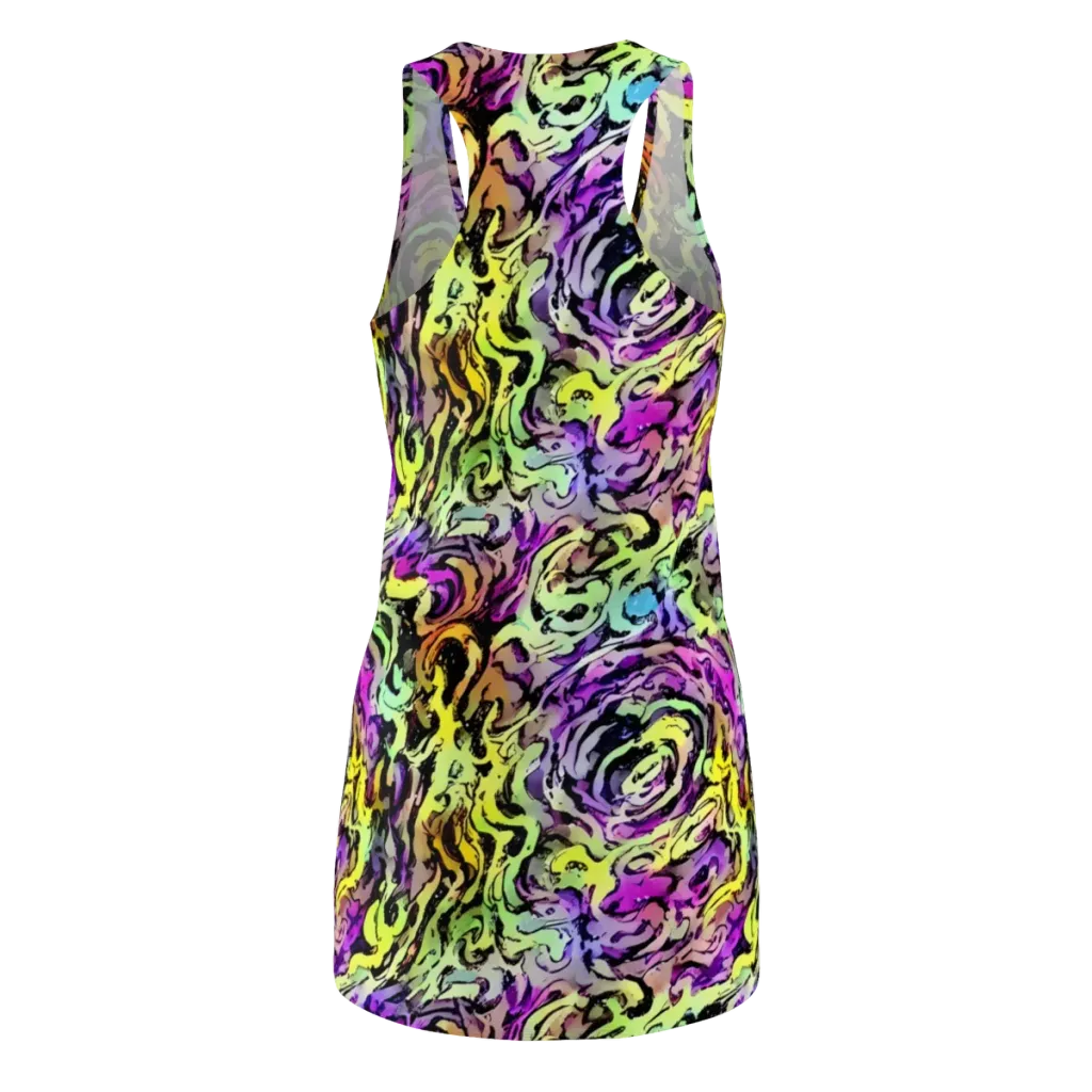 Neon Inkblot on Racerback Dress — Back