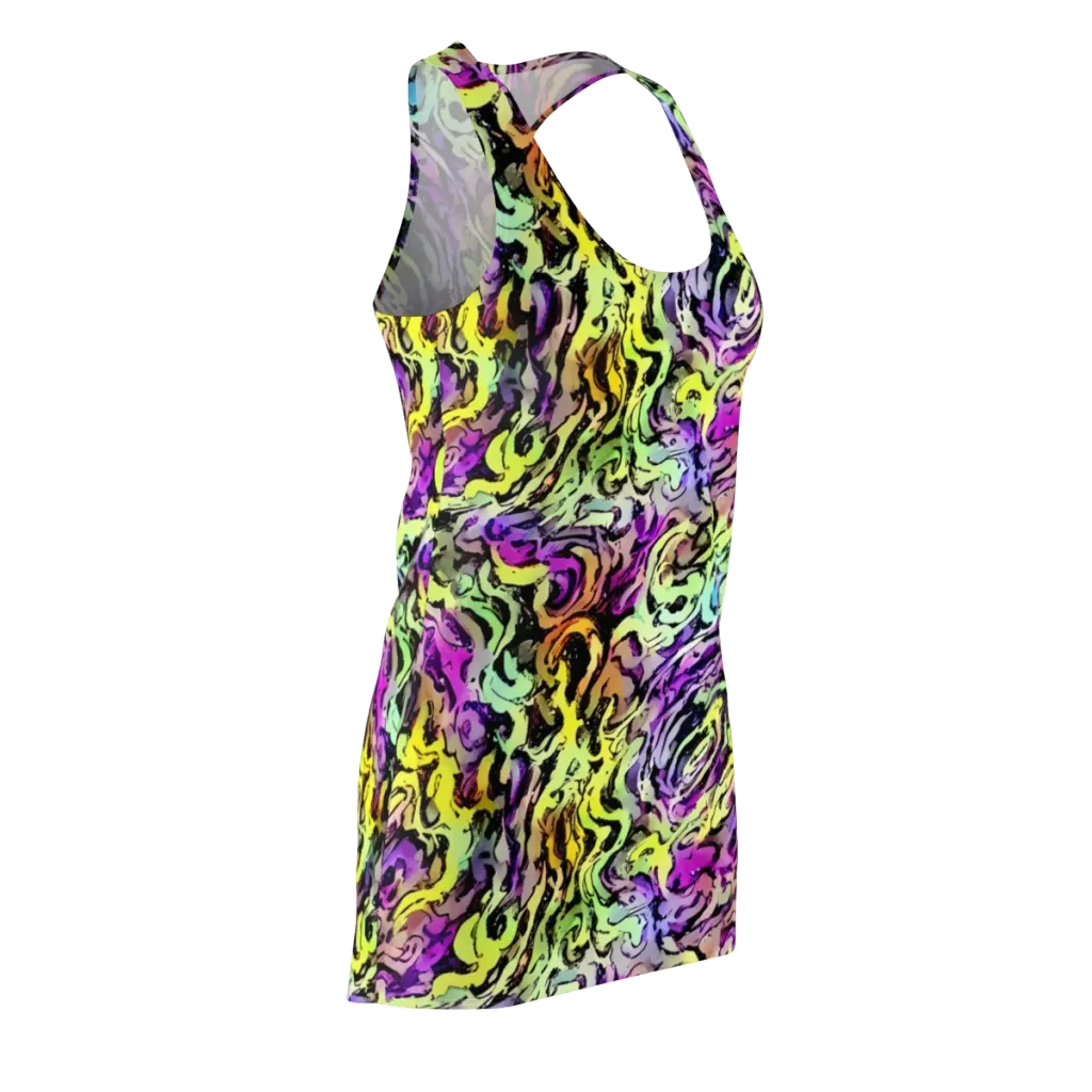 Neon Inkblot on Racerback Dress — Front Side