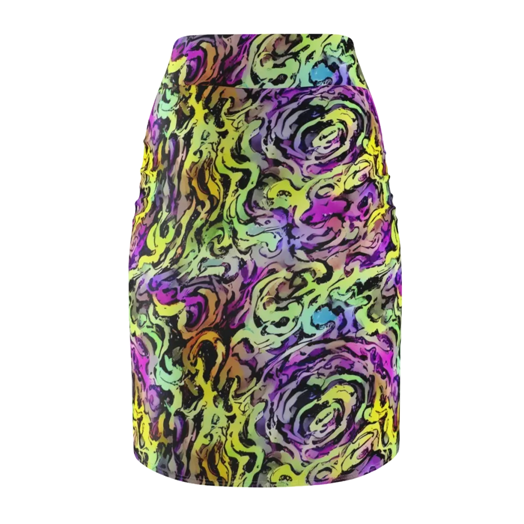 Neon Inkblot on Pencil Skirt — Back