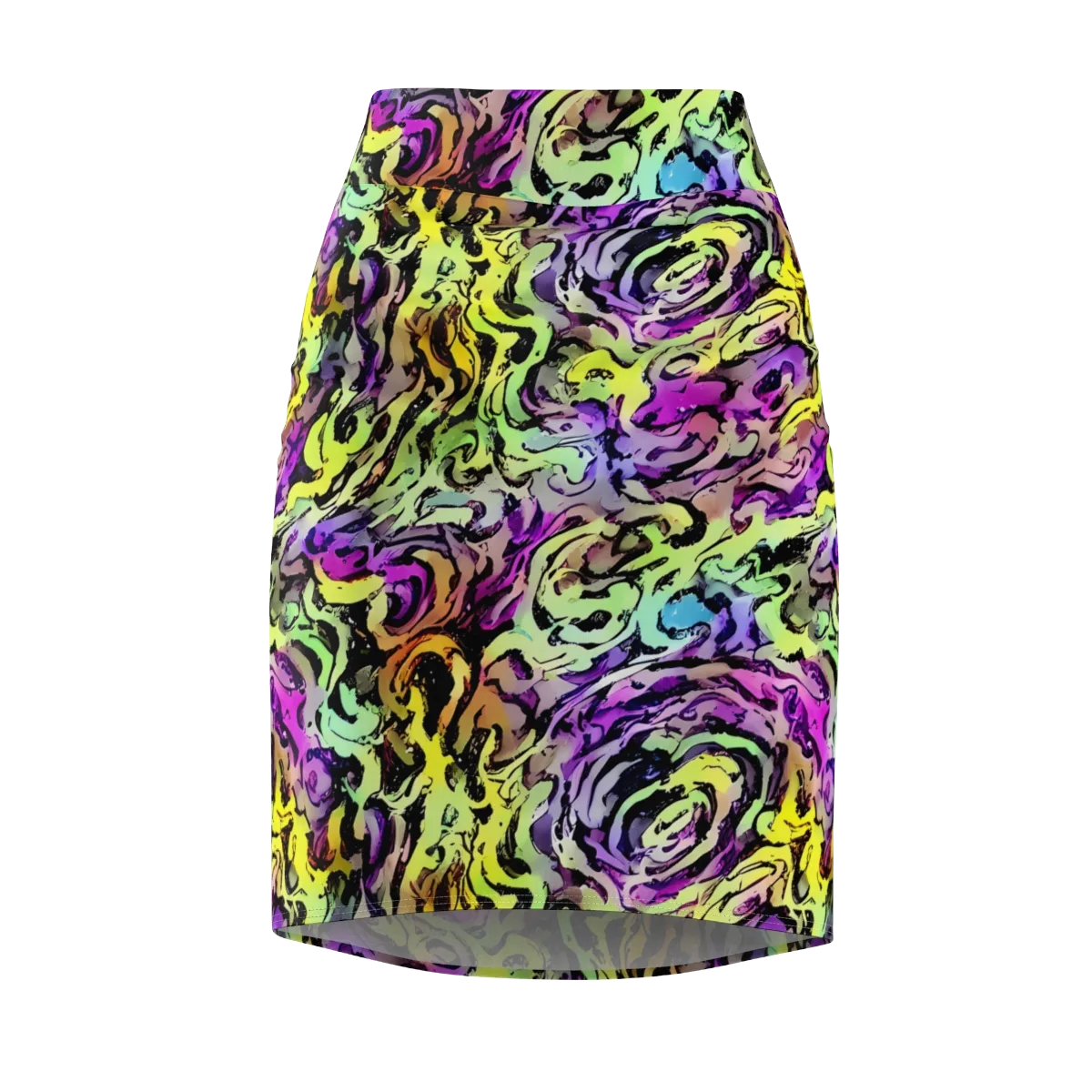 Neon Inkblot on Pencil Skirt — Front