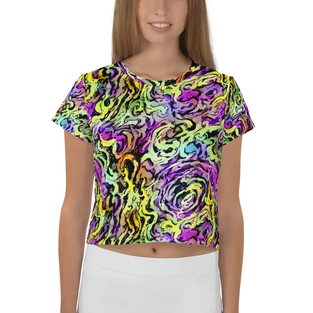 Neon Inkblot on Crop Tee — Front