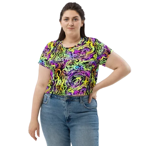 Neon Inkblot on a Crop Tee