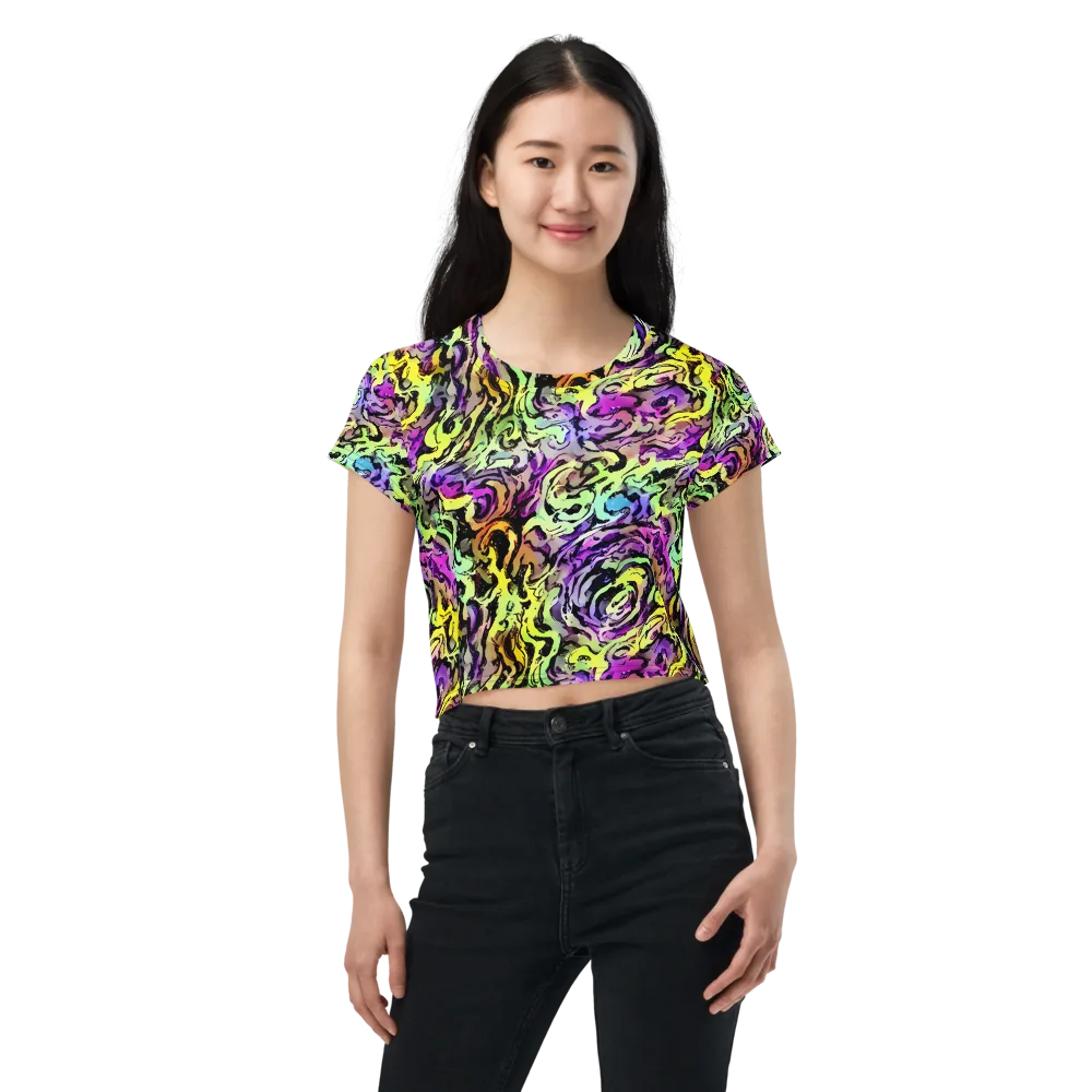 Neon Inkblot on Crop Tee — Front