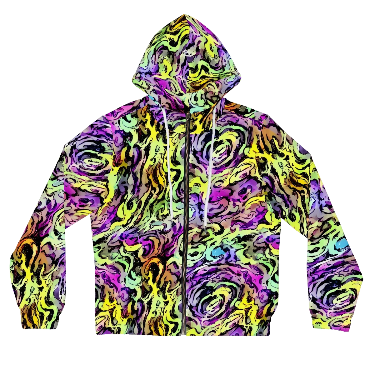 Neon Inkblot on Women's Full-Zip Hoodie — Front