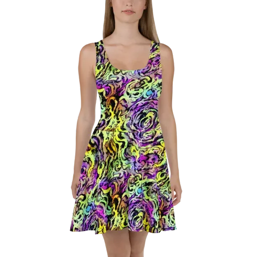 Neon Inkblot on a Skater Dress