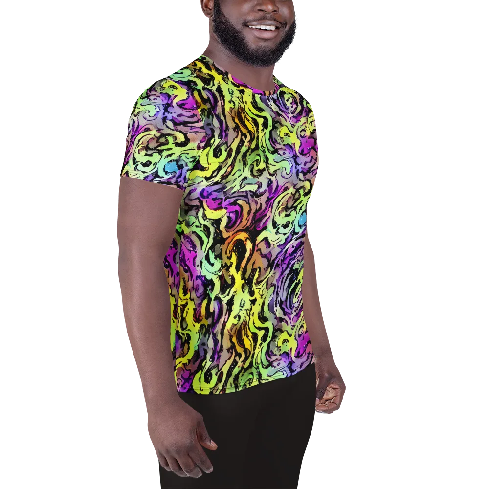 Neon Inkblot on Men's Athletic T-Shirt — Right