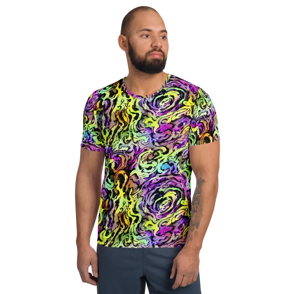 Neon Inkblot on Men's Athletic T-Shirt — Front