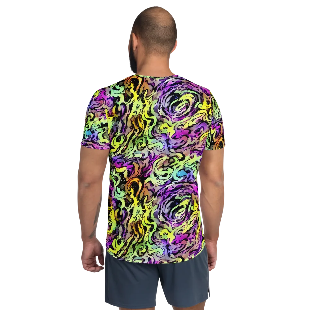 Neon Inkblot on Men's Athletic T-Shirt — Back