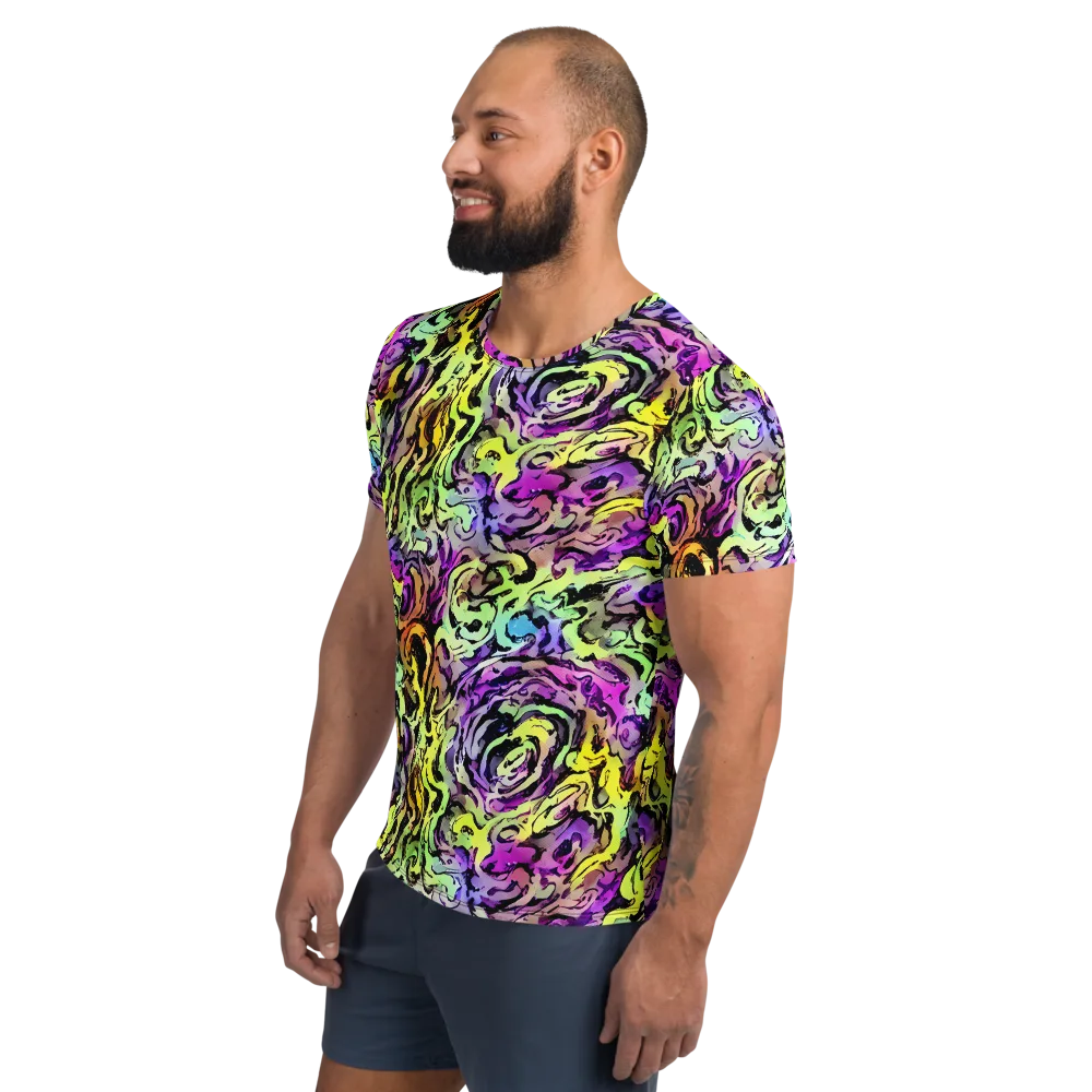 Neon Inkblot on Men's Athletic T-Shirt — Left
