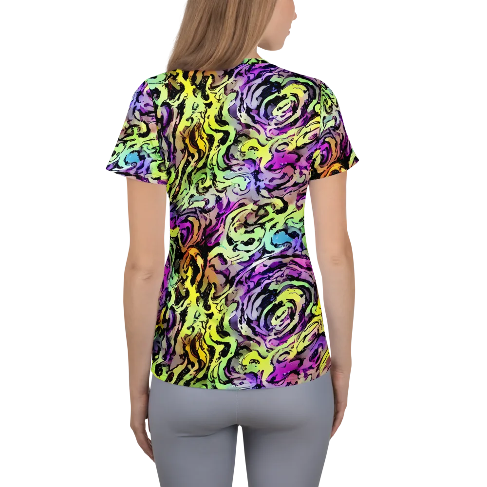 Neon Inkblot on Women's Athletic T-Shirt — Back