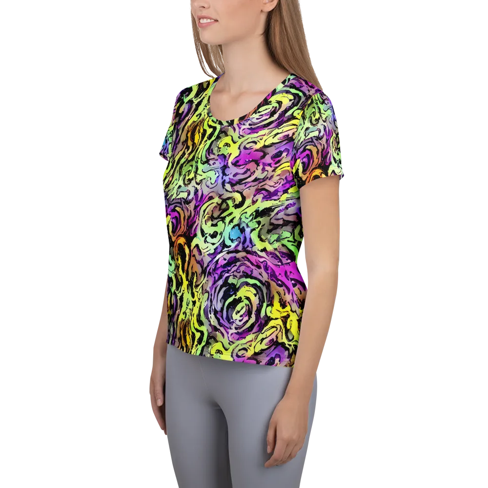 Neon Inkblot on Women's Athletic T-Shirt — Left