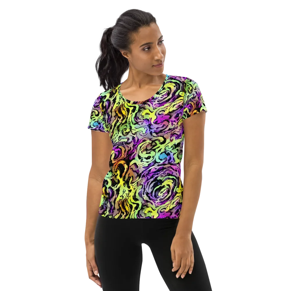 Neon Inkblot on Women's Athletic T-Shirt — Front