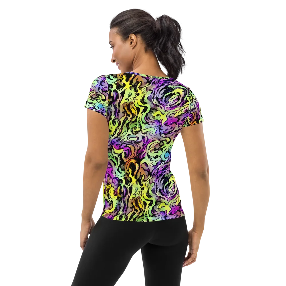 Neon Inkblot on Women's Athletic T-Shirt — Back