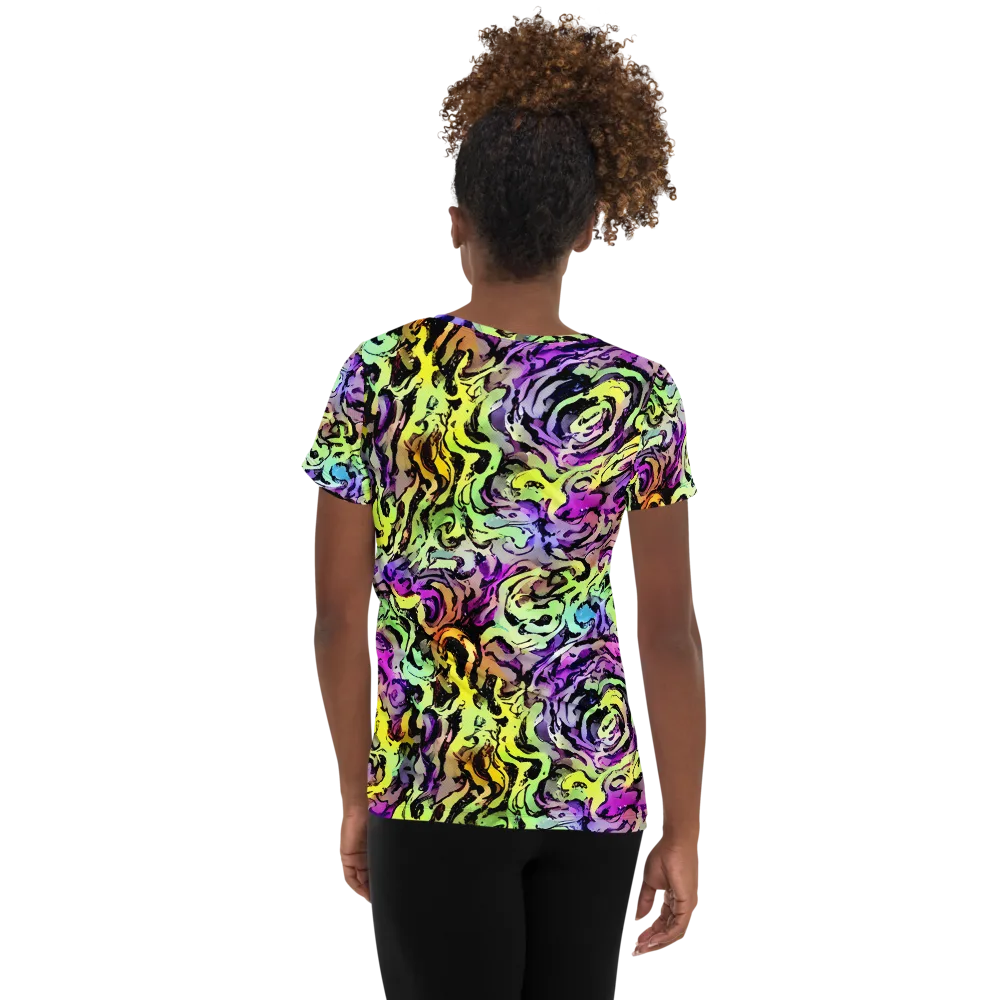 Neon Inkblot on Women's Athletic T-Shirt — Back