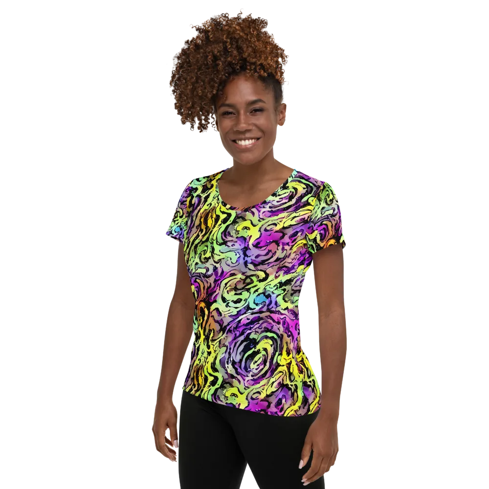 Neon Inkblot on Women's Athletic T-Shirt — Left