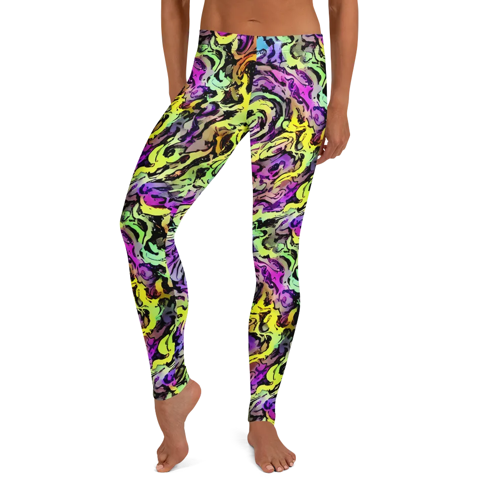 Neon Inkblot on Leggings — Front