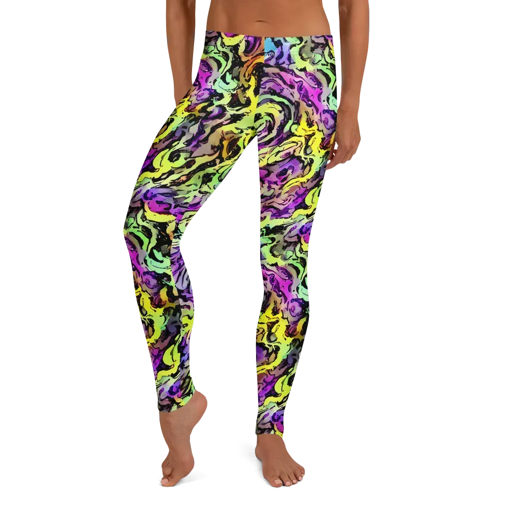Neon Inkblot on Leggings — Front