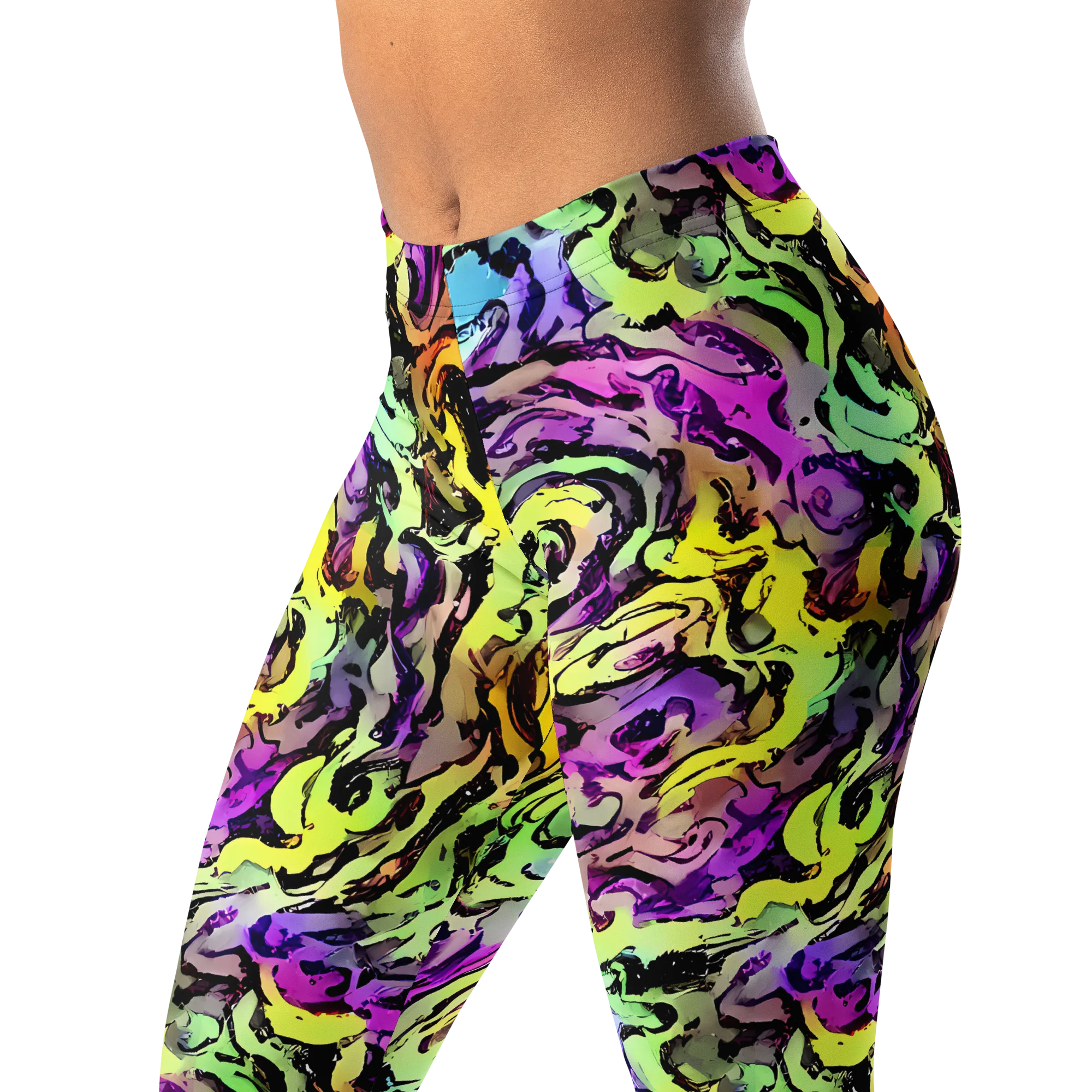 Neon Inkblot on Leggings — Left Front