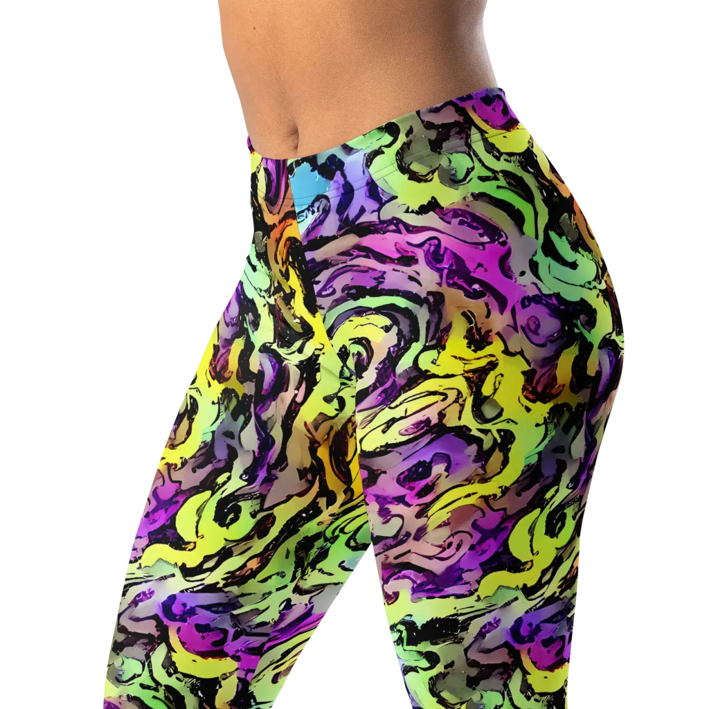 Neon Inkblot on Leggings — Left Front