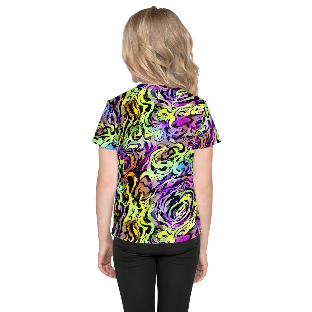Neon Inkblot on Kids Crew Neck T-Shirt — Back