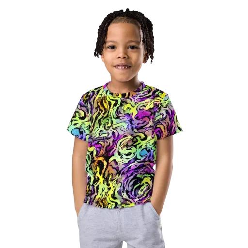 Neon Inkblot on a Kids Crew Neck T-Shirt